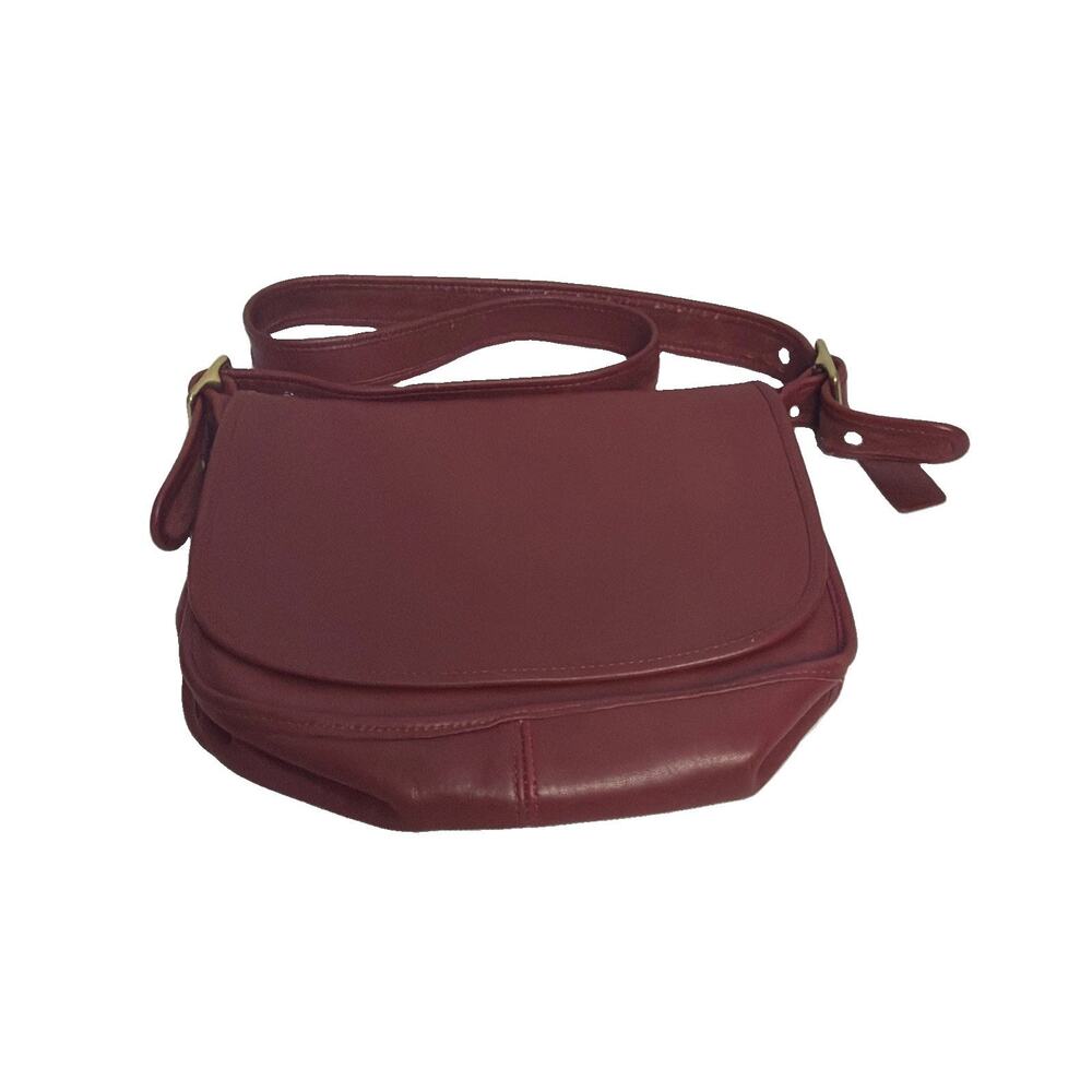 Vintage Coach Fletcher Bag 4136 Red Leather Crossbody Saddle Purse 90s